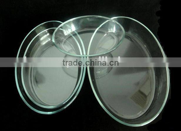 High borosil clear glass oval baking dish/round pyrex glass baking dish