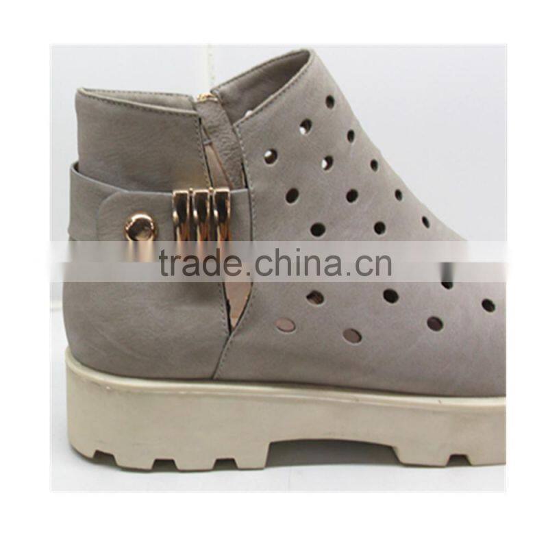 2015 Hot sale low price hollow out women no laces casual shoes gray