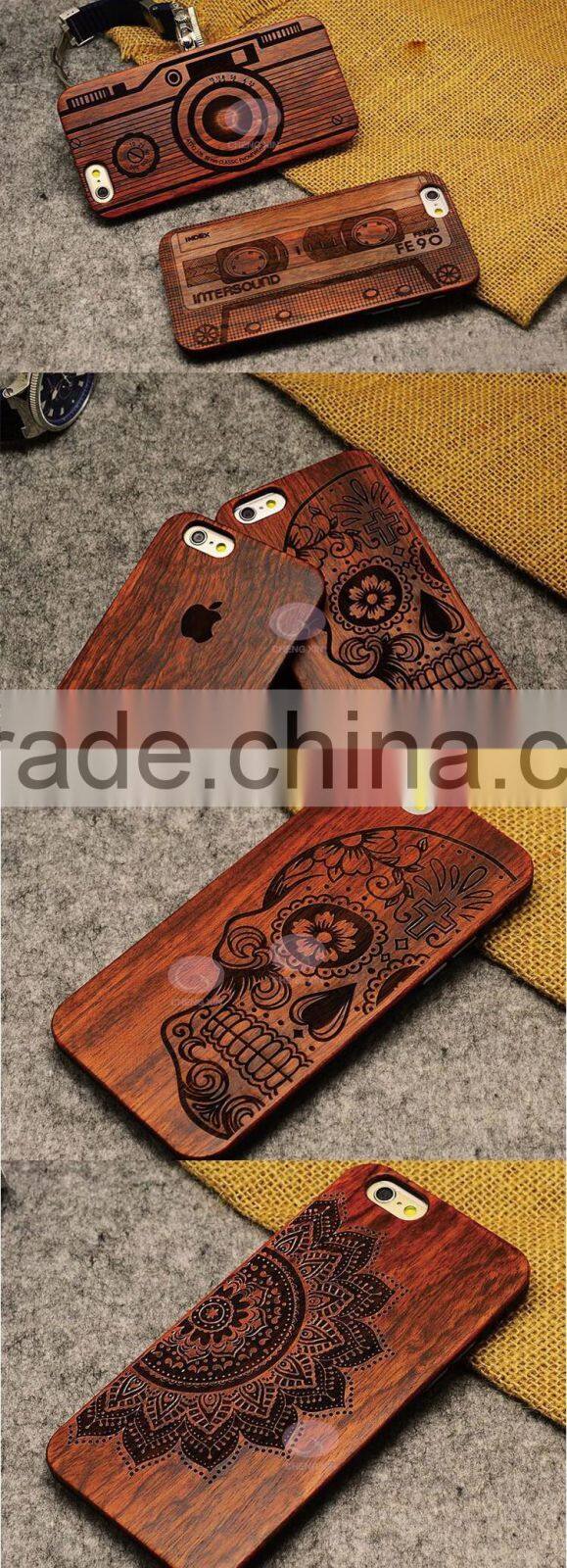 2016 aluminum and natural wood + pc hard case cover for iphone 6 bumper frame case