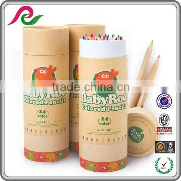 Round cardboard box with kraft paper printing for pencils packing