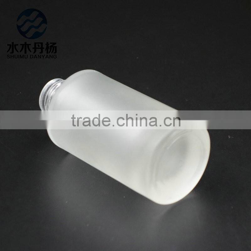 Luxury 100ml frosted airless pump glass bottle lotion glass bottle with pump