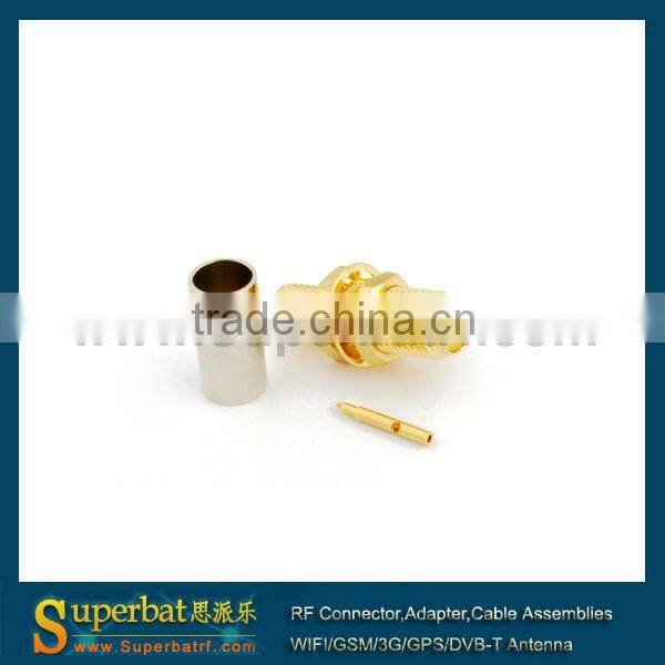 RP-SMA Crimp Jack(male pin) bulkhead connector for LMR195 usb adapter with sma rf crc9 to rp sma female