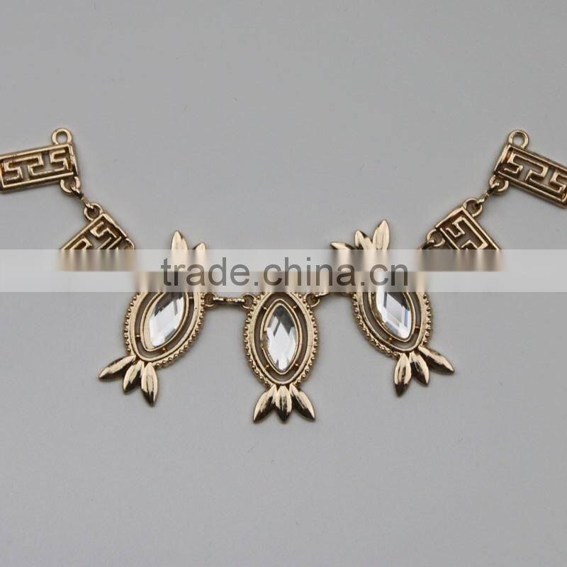 movable gold metal jewelry trim Neckline decorate for colthing