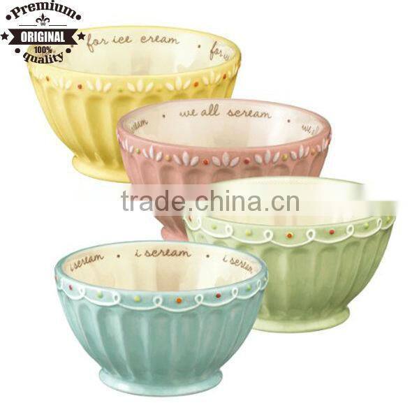 ceramic ice cream bowl dessert bowl with handle