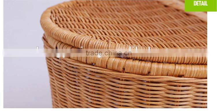 Natural rattan woven fruits picnic basket with cover