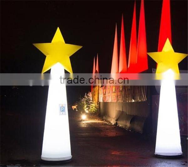 Inflatable Christmas cone with star / led lighting inflatable star cone for night decoration