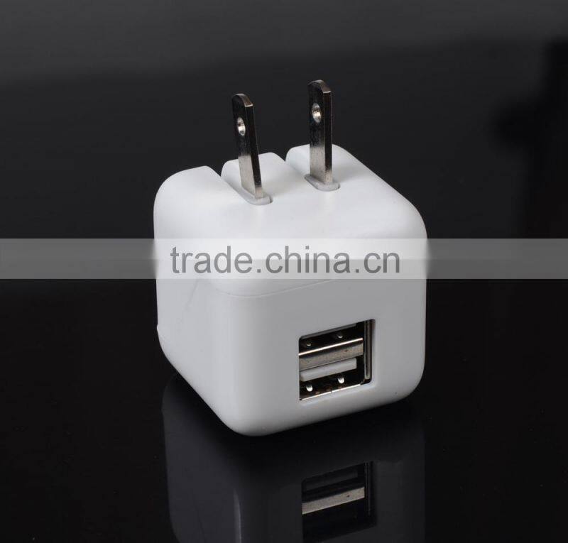 ETL certified 5V 2.1A Super Mini Dual USB travel charger with foldable US plug for iPhone 6S 6Plus 5S