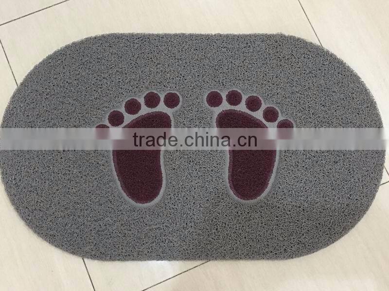 Anti-slip little foot printed pvc coil door mat