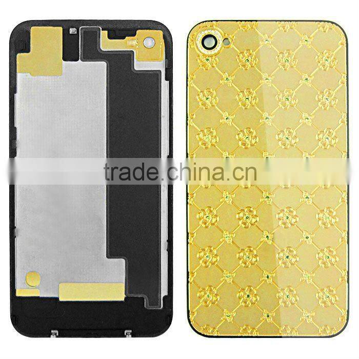 New Diamond Metal Chrome Battery Cover Plum Flower Desigin for iPhone 4S