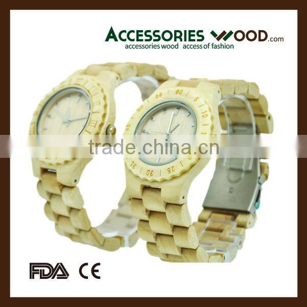 newest design Japan quartz movement geneva watch water proof bamboo wood