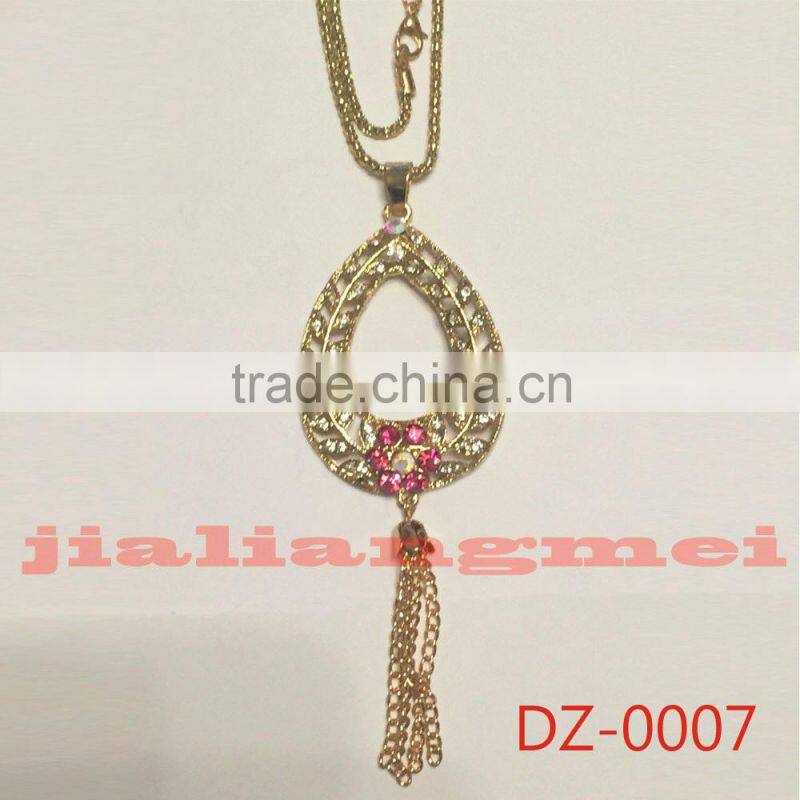 2015 Hot sale gold plated long chain tassel pendant necklace
