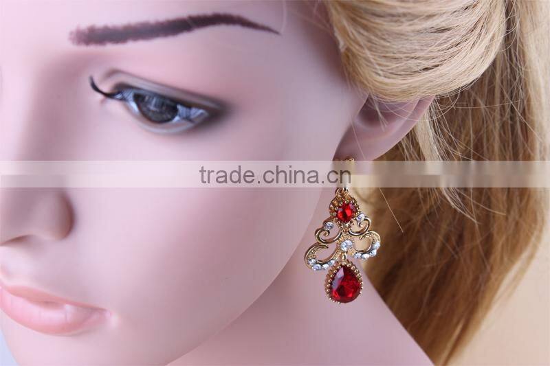 2015 hot sale Red Crystal alloy Earrings
