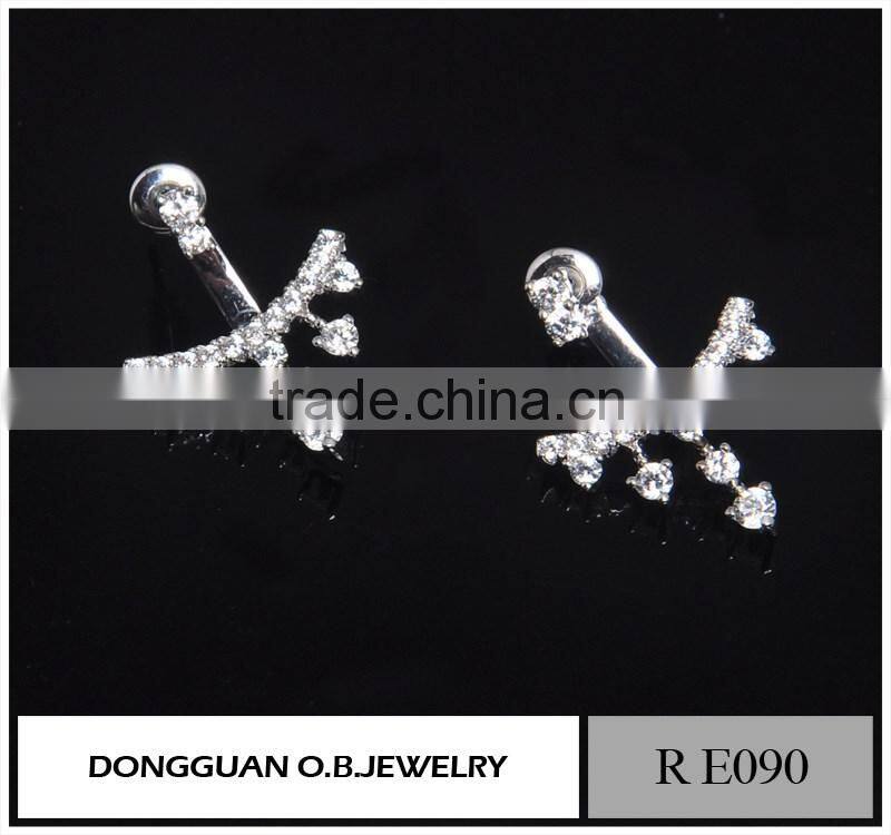 18k Gold Plated Austrian Crystal Dangle Double Pearl Earrings