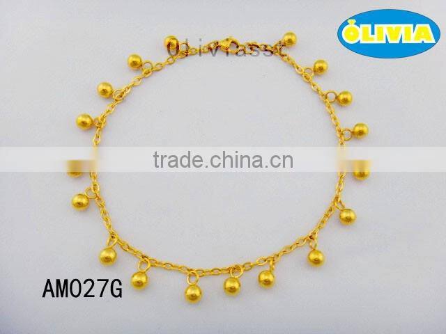 Olivia Jewelry Stainless Steel Balls Charms Gold Plated Anklet New Designs