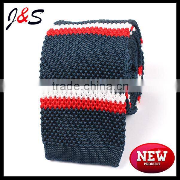 new arrival navy blue american knit tie with red-white stripes KT060