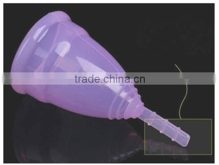 Reusable 100% Medical Silicone Ladies Menstrual Cup for wholesales-Small or Big Size in Pink,Purple,White,Transparent