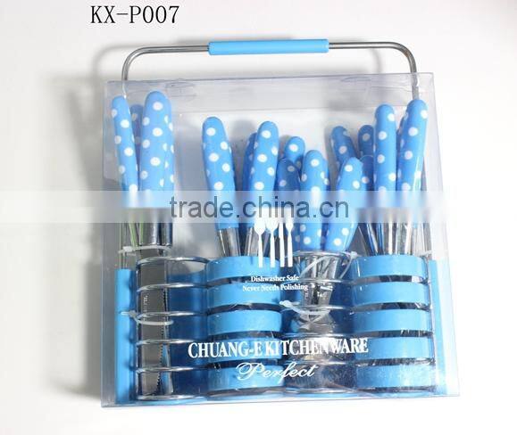 24PCS Plastic Handle Cutlery Set With PVC Box