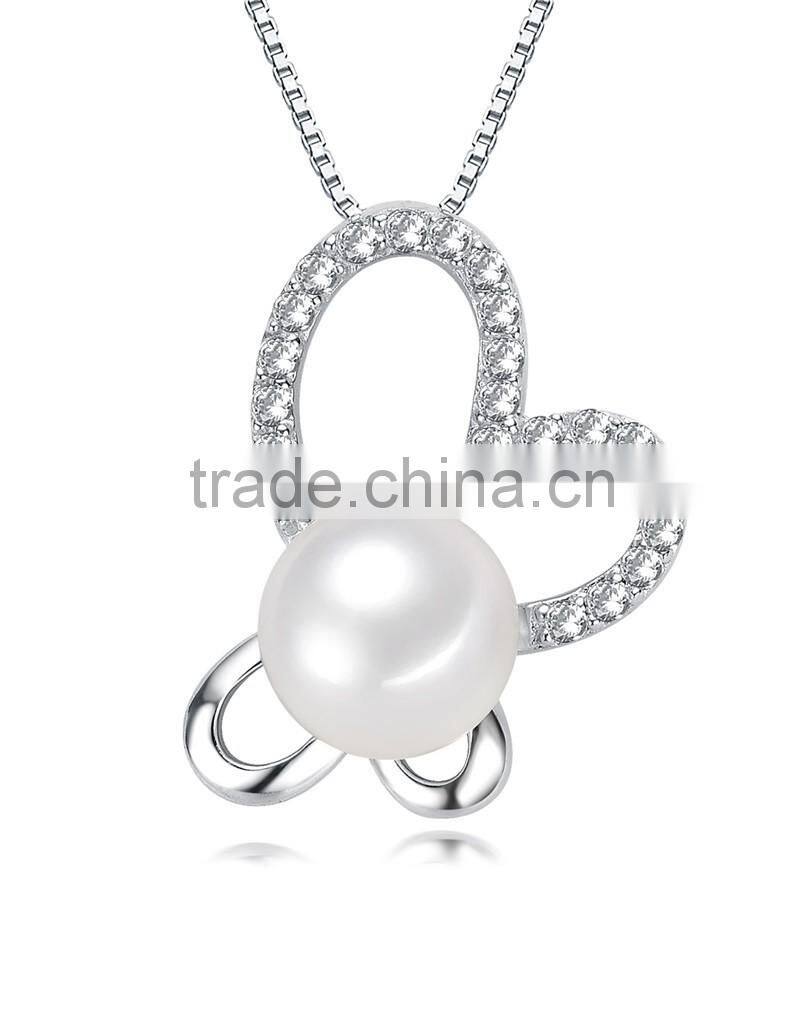 11-12mm perfect button round with silver chain freshwater fashion pearl pendant
