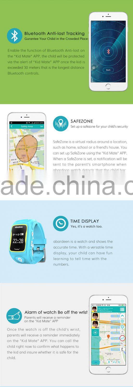 2016 Kingrole gps kids bracelet smart watch