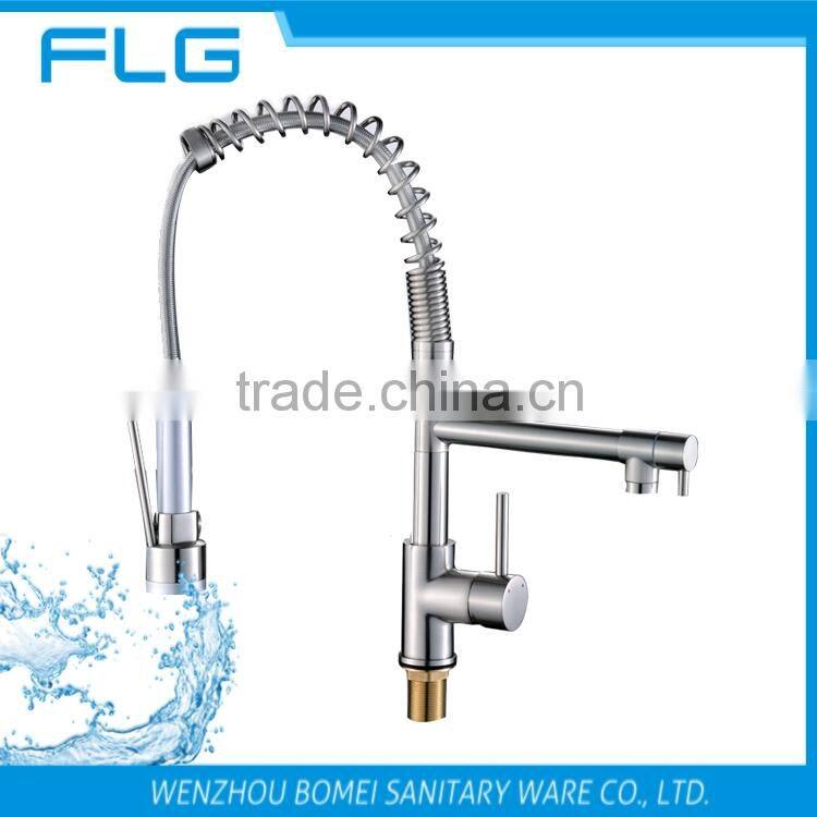 Fashion Design Nickel Brush UPC Pull Down Kitchen Sink Faucet Mixer Tap FLG2087A