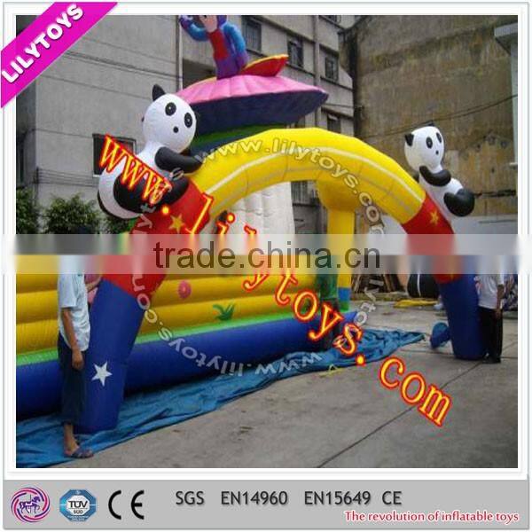 Lovely panda inflatable type garden park arch gate, EN-14960 pass potable arch