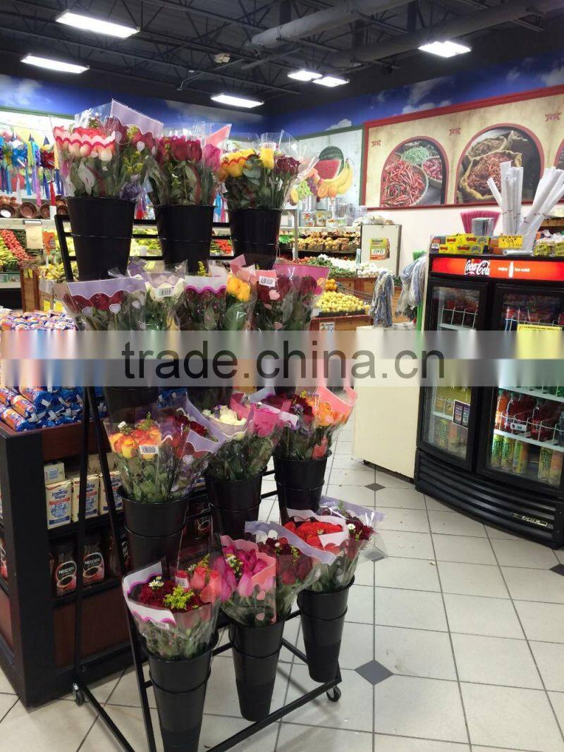 Flower display stand with black vase/folding display rack