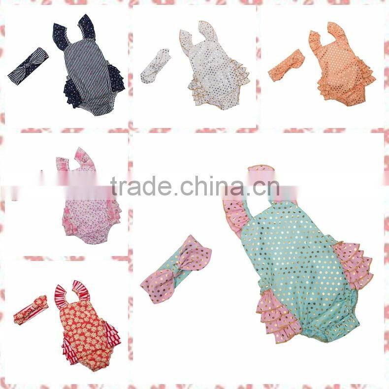 Wholesale children's boutique clothing Factory Directly Floral Pattern baby clothes seaside bella romper-Adjustable