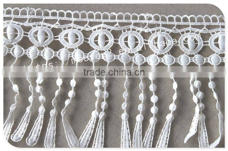 Special design 12.5cm width polyester macrame fringe lace trim water soluble