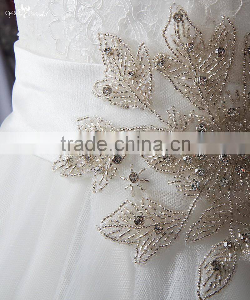 RSW912 Wholesale Alibaba Scoop Neckline Vintage Lace Wedding Dresses 2016 With Belt Bridal Ball Gown Wedding Gown