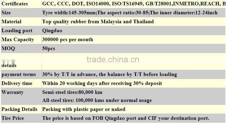 Car tires in car wheels pcr tires 245/45zr 18