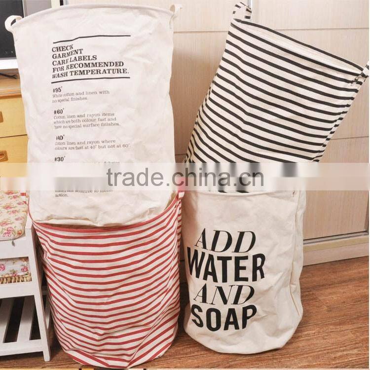 Promotion gift Foldable Cotton canvas Linen fabric kids children baby clothing toy storage basket