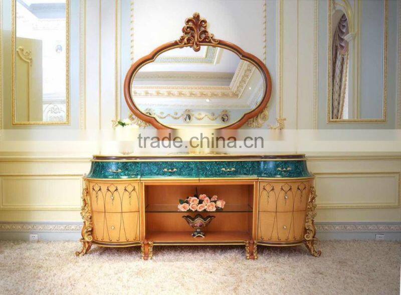 Latest Design Italy Dining Room Furniture Buffet Sideboard Cabinet With Mirror/ Antique Elegant Wooden Carved Cupboard