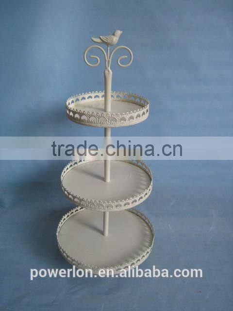 3-tier shabby chic wedding metal cake for stand
