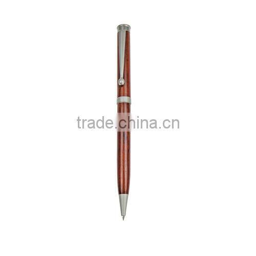 Wooden twist action stylus ballpoine pen
