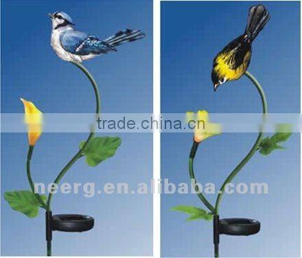 Solar Deco Stick Light - Fiber Optical LILIES AND POLY HUMMINGBIRD