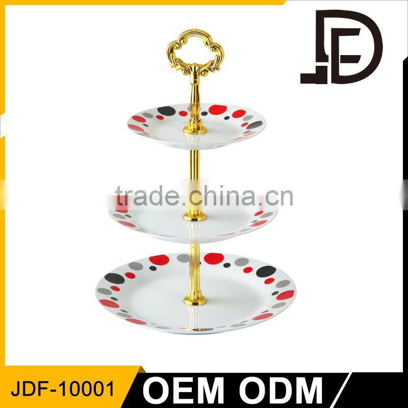 wedding fancy decor ceramic double layer porcelain 3 tier cake stand