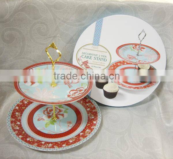 Colorfull Porcelain Double Cake Dinner Plate