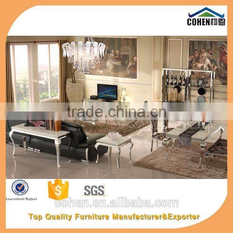 simple design white marble luxury dining table set with stainless steel legs