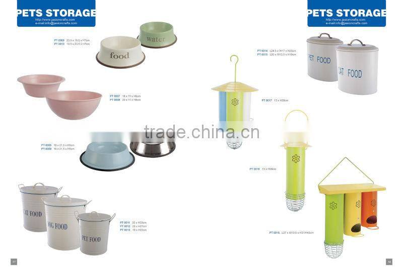 Metal White Dog Cat pet food container