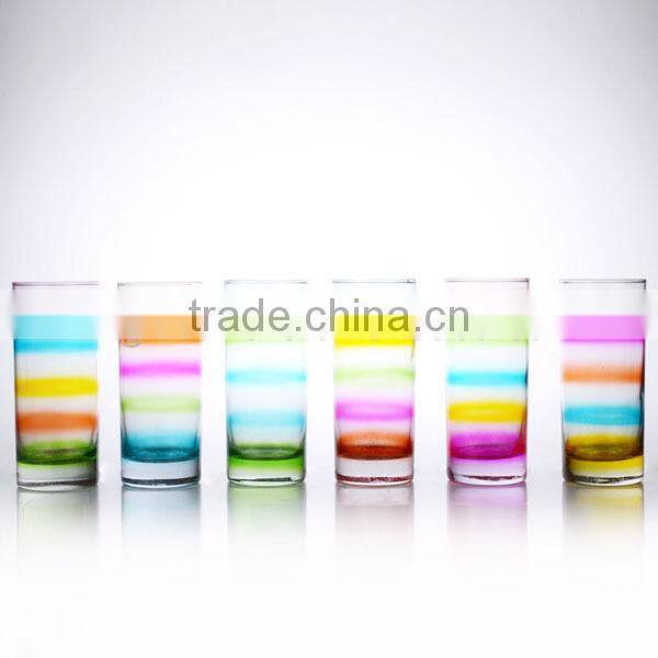 cylindrical colorful shot glasses
