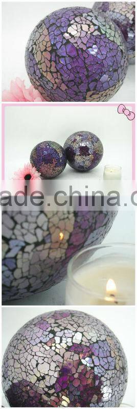 8 CM Garden Yard Decor Colored Crackle Glass Gazing Ball