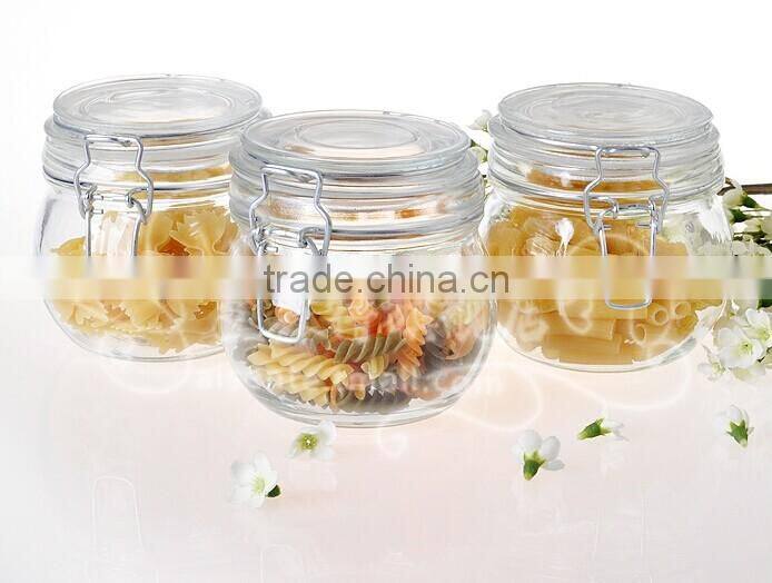 500ml airtight glass jar with clamp glass lid glass honey jar