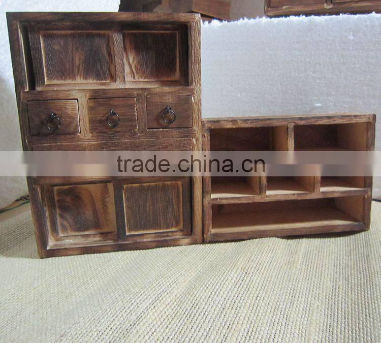 handmade antique mini wooden furniture or jewelry storage box