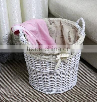wholesale wash grey wicker round woven laundry basket