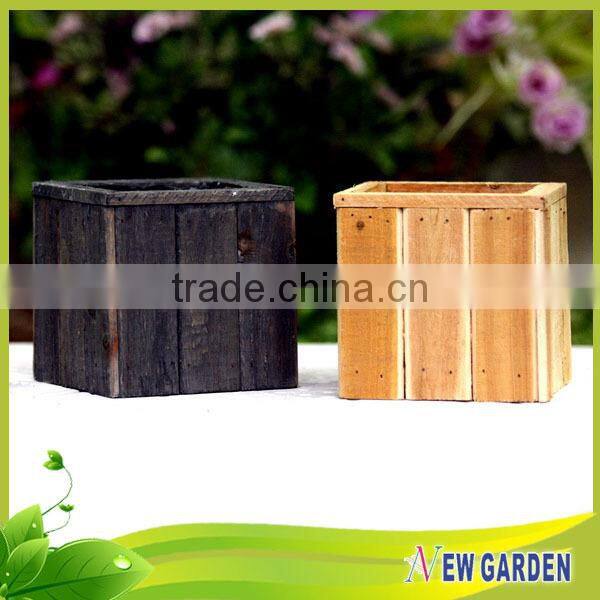 Eco-friendly Retangle Wooden planter ,Handmade Slat Wood Basket