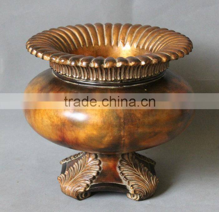 Made in China hand carved polyresin antique fruit bowl