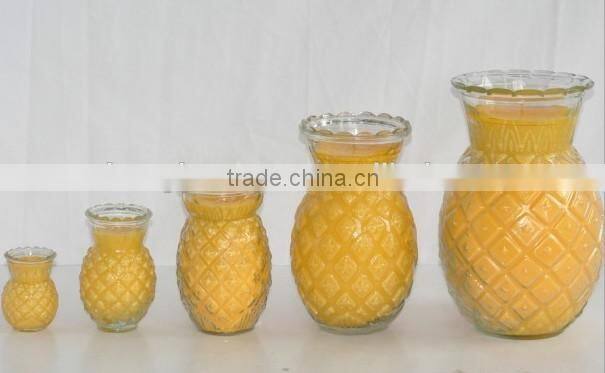 High quality different size pineapple shape candle glass holder