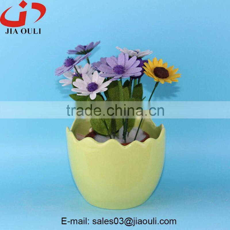 New design EASTER decoration colorful Ceramic egg shape basket