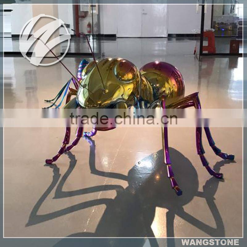 Modern Metal Garden Ti-coated Ant Sculpture For Decorations