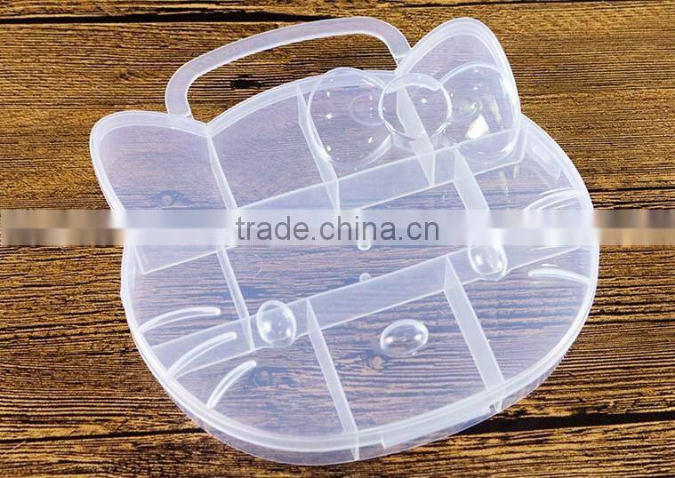 PP Plastic CAT Animal Shaped Cartoon Beads Clear Storage Box boxes with Handle